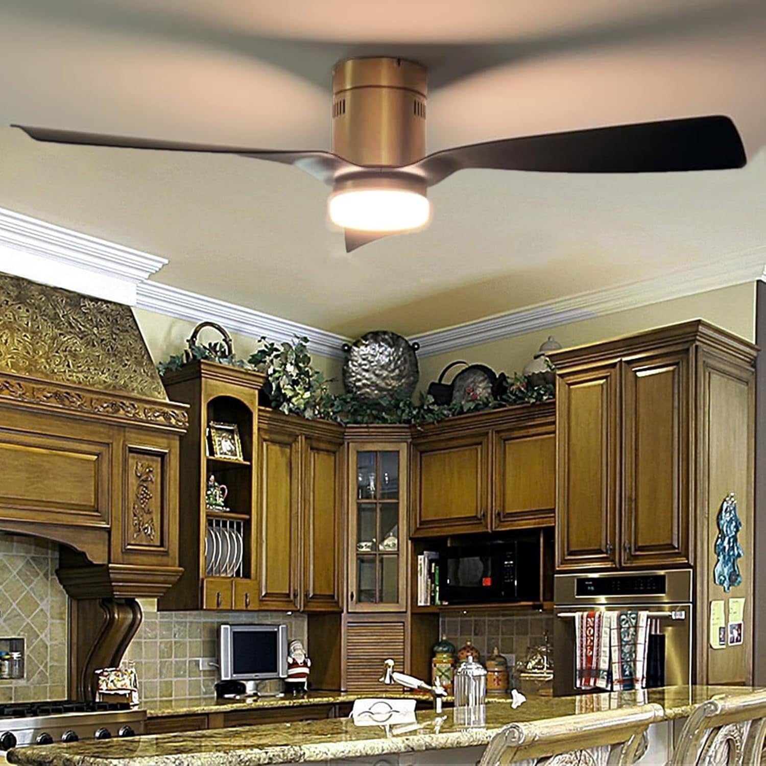 SMAAIR 52" Smart Ceiling Fan with Light, 10-Speed DC Motor, Gold Black