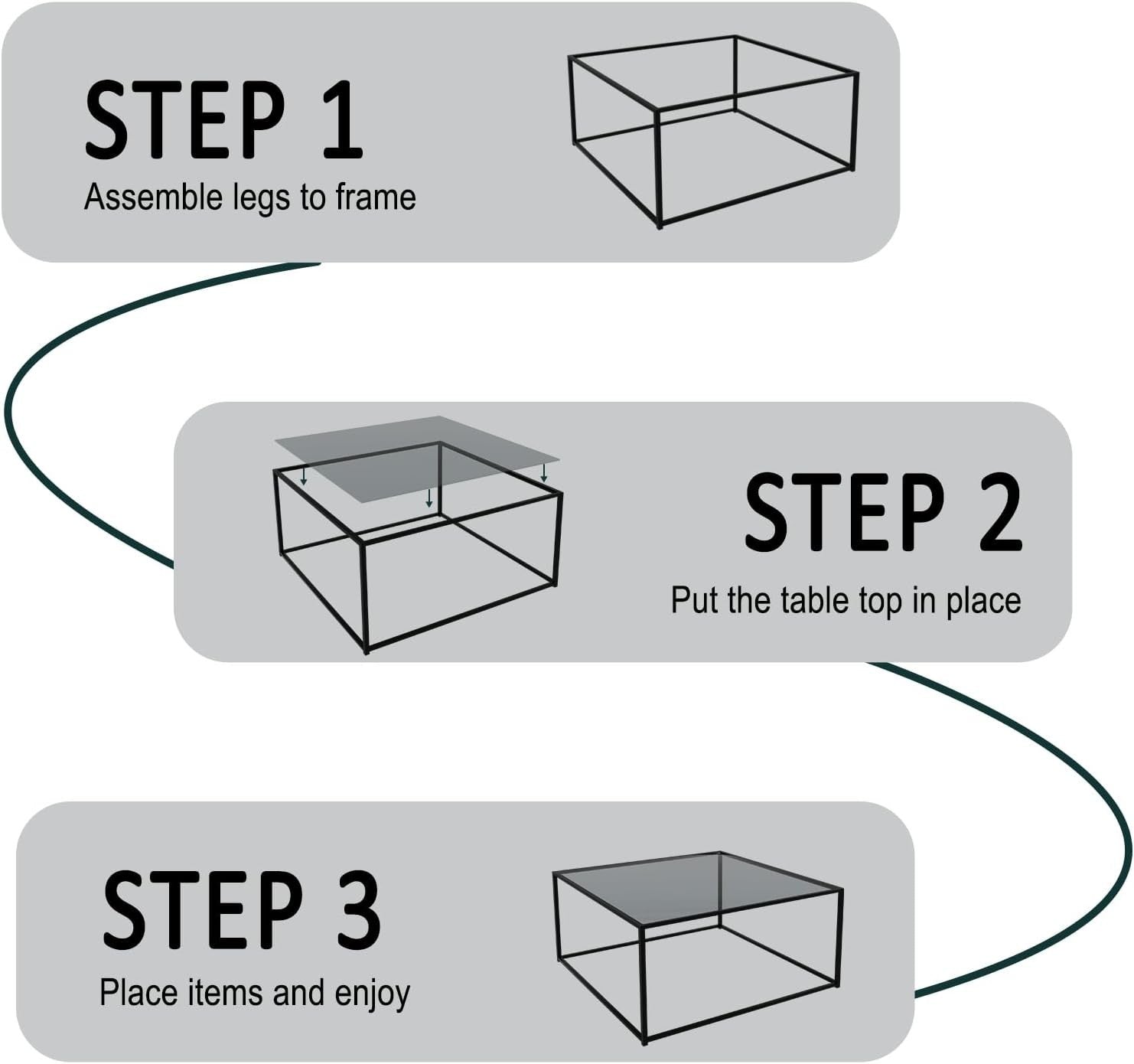 Modern Square Glass Coffee Table with Sturdy Metal Frame 67x67x40cm