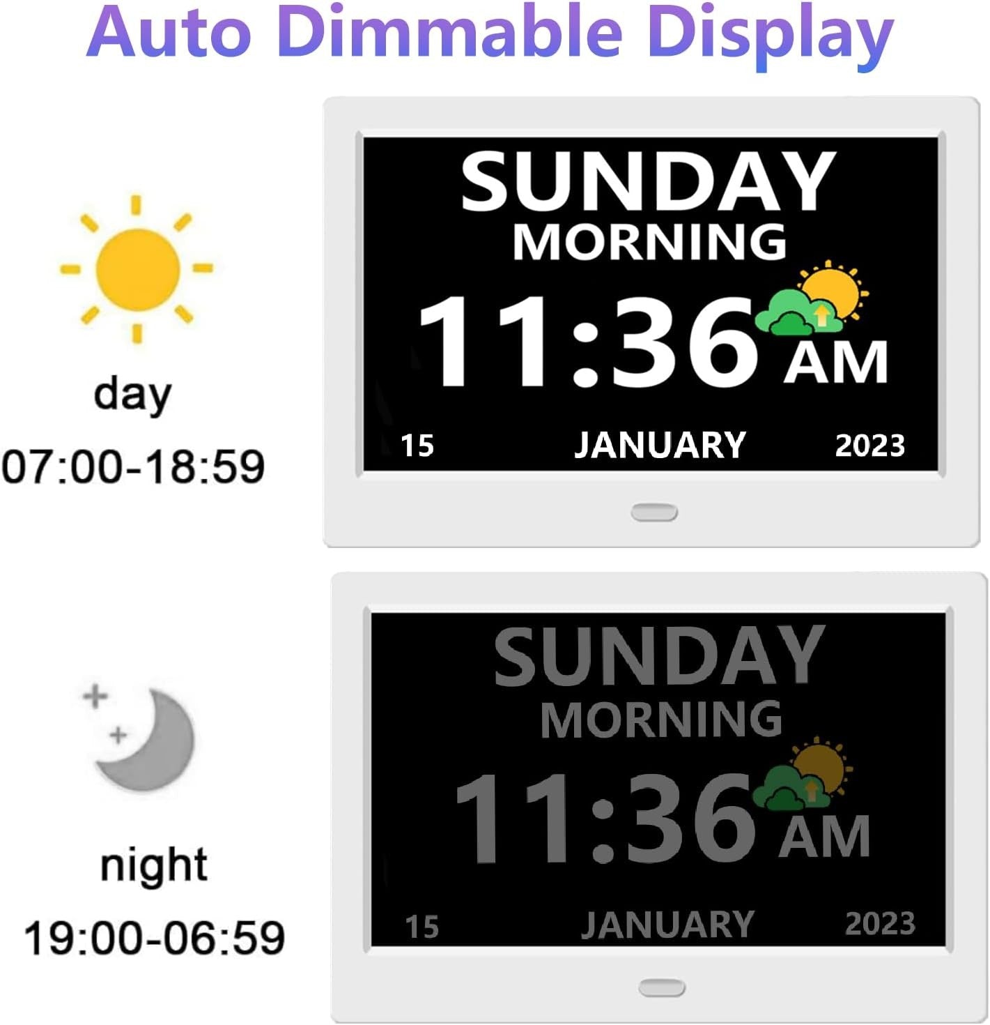 11 Inch Digital Dementia Clock Large Day Date Time Display Auto DST