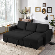 3 Seater L-Shaped Sofa Bed Black Corner Couch Pull Out with Storage