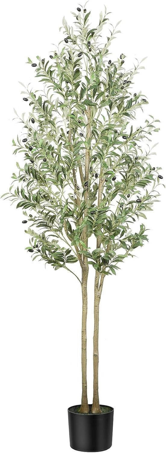 7ft Artificial Olive Tree with Pot Lifelike Leaves Tall Indoor Outdoor Decor