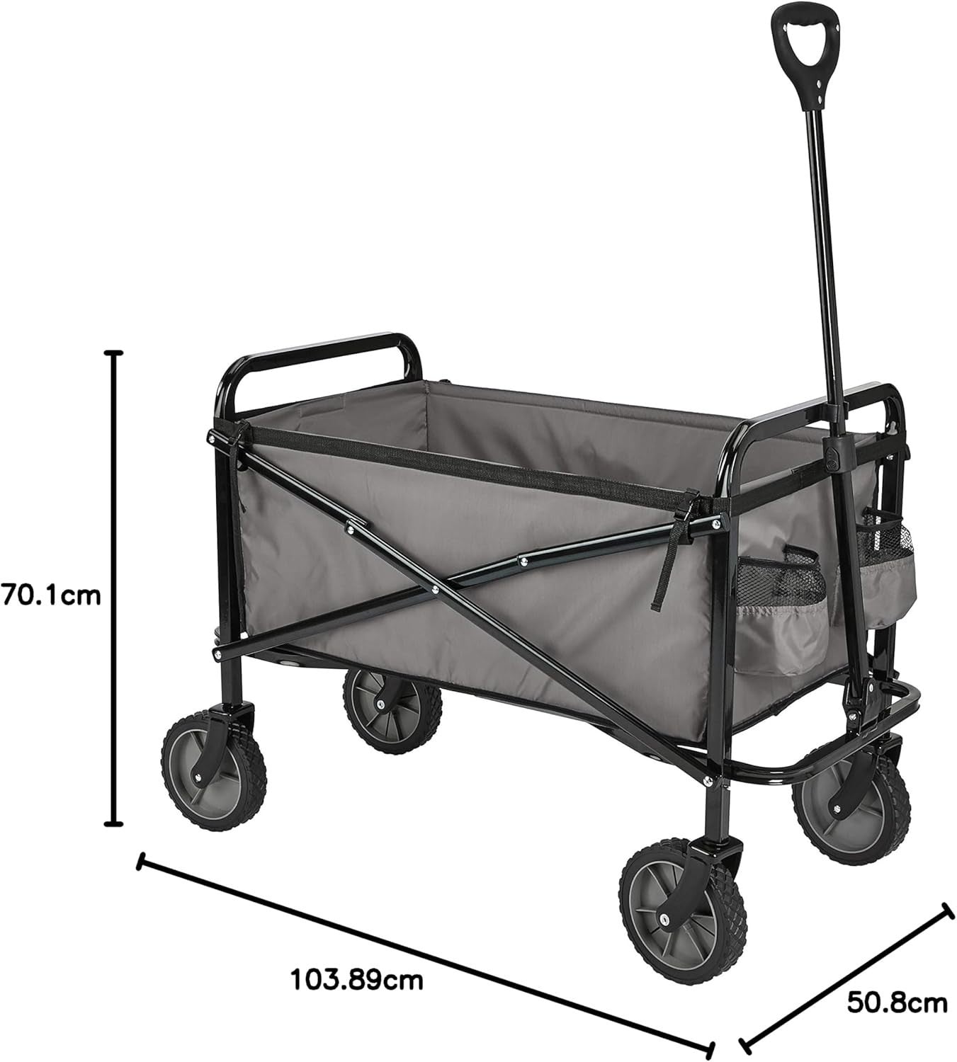 Collapsible Grey Garden Wagon Foldable Outdoor Utility Camping Festival Trolley