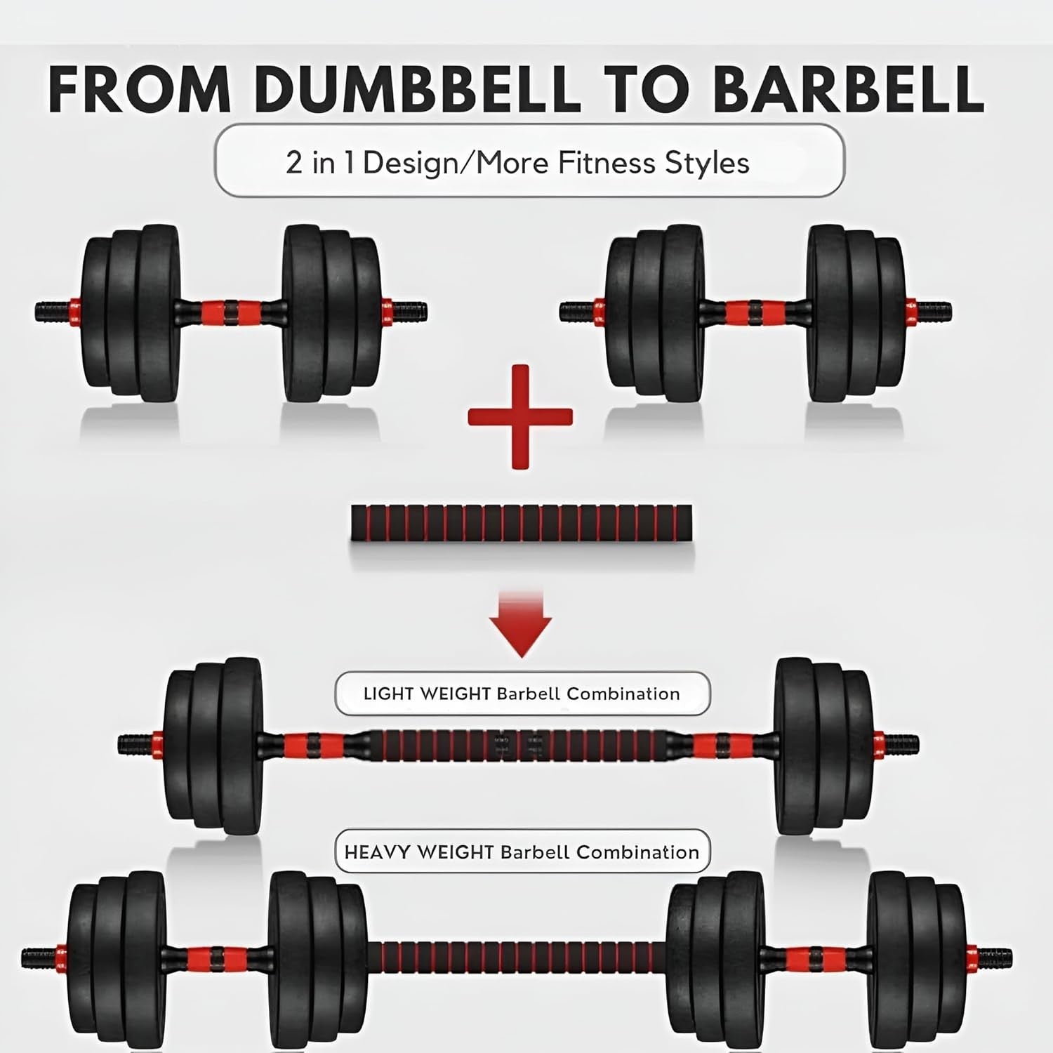 Adjustable Dumbbell Barbell Set 15–30KG Home Gym Free Weights