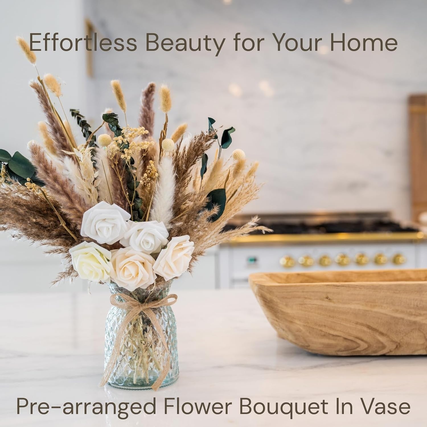 Artificial Flowers in Vase Pampas Grass Centrepiece Luxury Home Decor