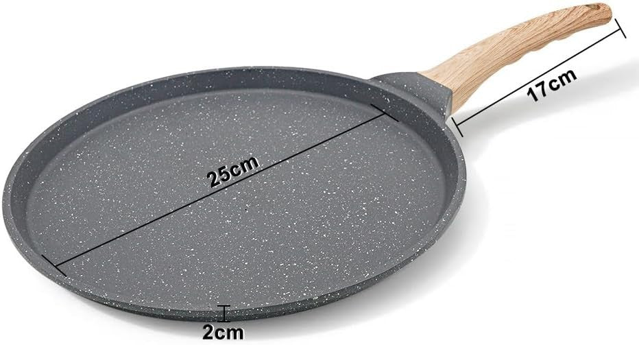 25 cm Bobikuke Black Non-Stick Crepe & Pancake Pan with Spreader