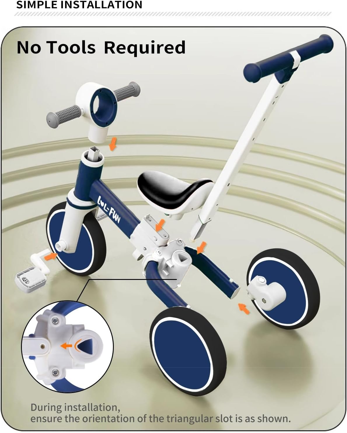5 in 1 Toddler Tricycle Balance Bike Push Handle Removable Pedals 10M-4Y
