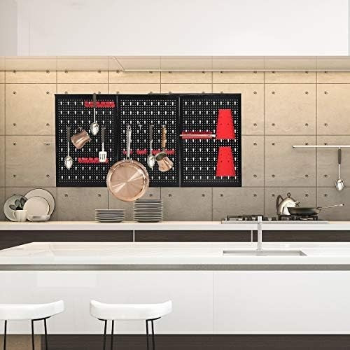 Wall-Mount Pegboard Kit 3PCS Alloy Steel 120x60cm w/ Hooks & Tool Racks