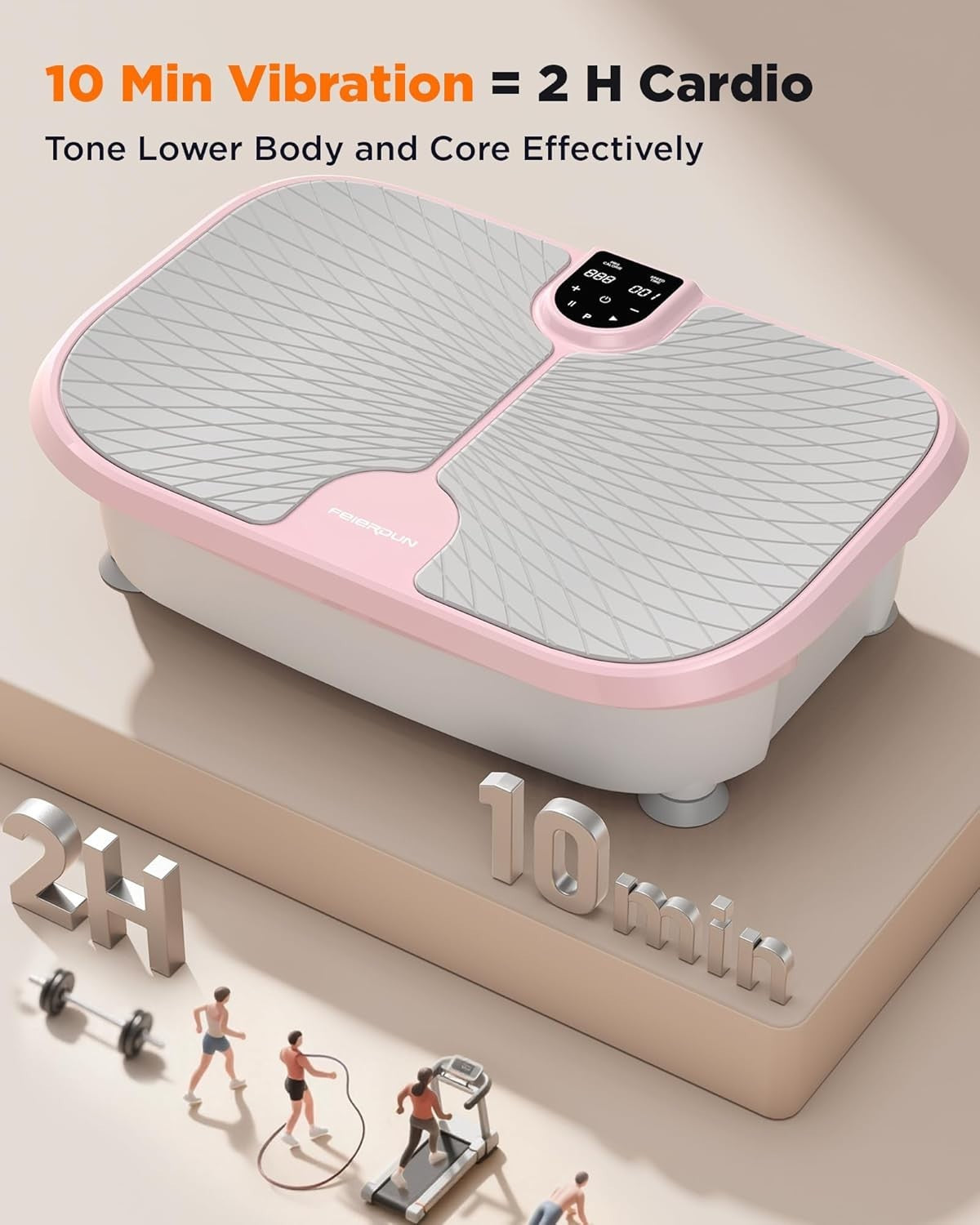 Pink Vibration Plate Exercise Machine 99 Speeds Full Body Toning