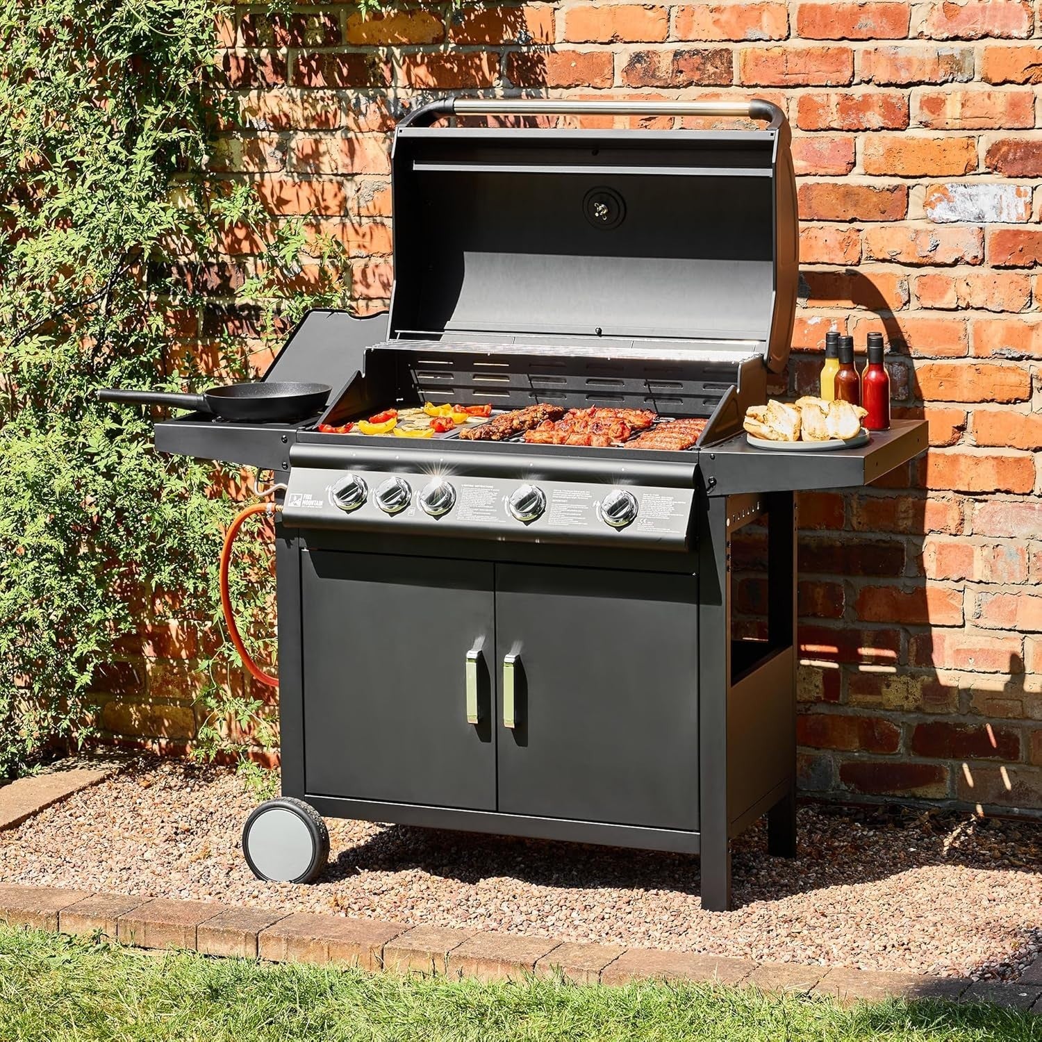 5 Burner Gas BBQ Grill with Side Burner | Built-in Thermometer