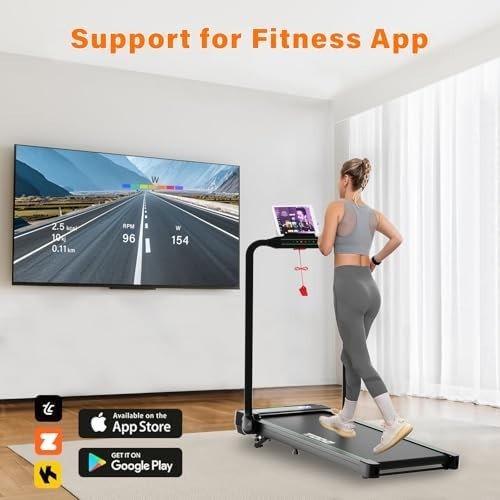3-in-1 Incline Walking Pad Foldable Treadmill Home Office App LED