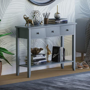 Console Table with 3 Drawers & Undershelf – Spacious Storage, Stylish Grey