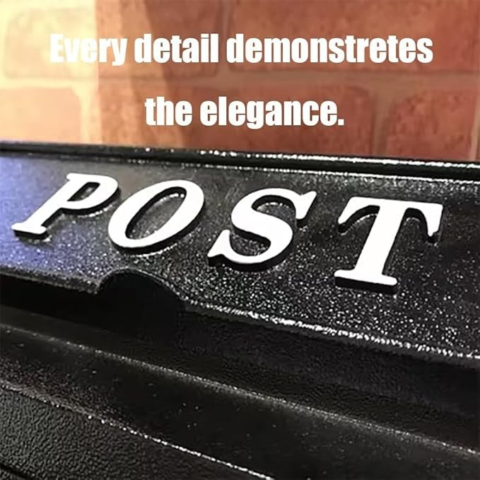 Lockable Retro Wall Mailbox Cast Aluminum Waterproof Letterbox for Home Garden