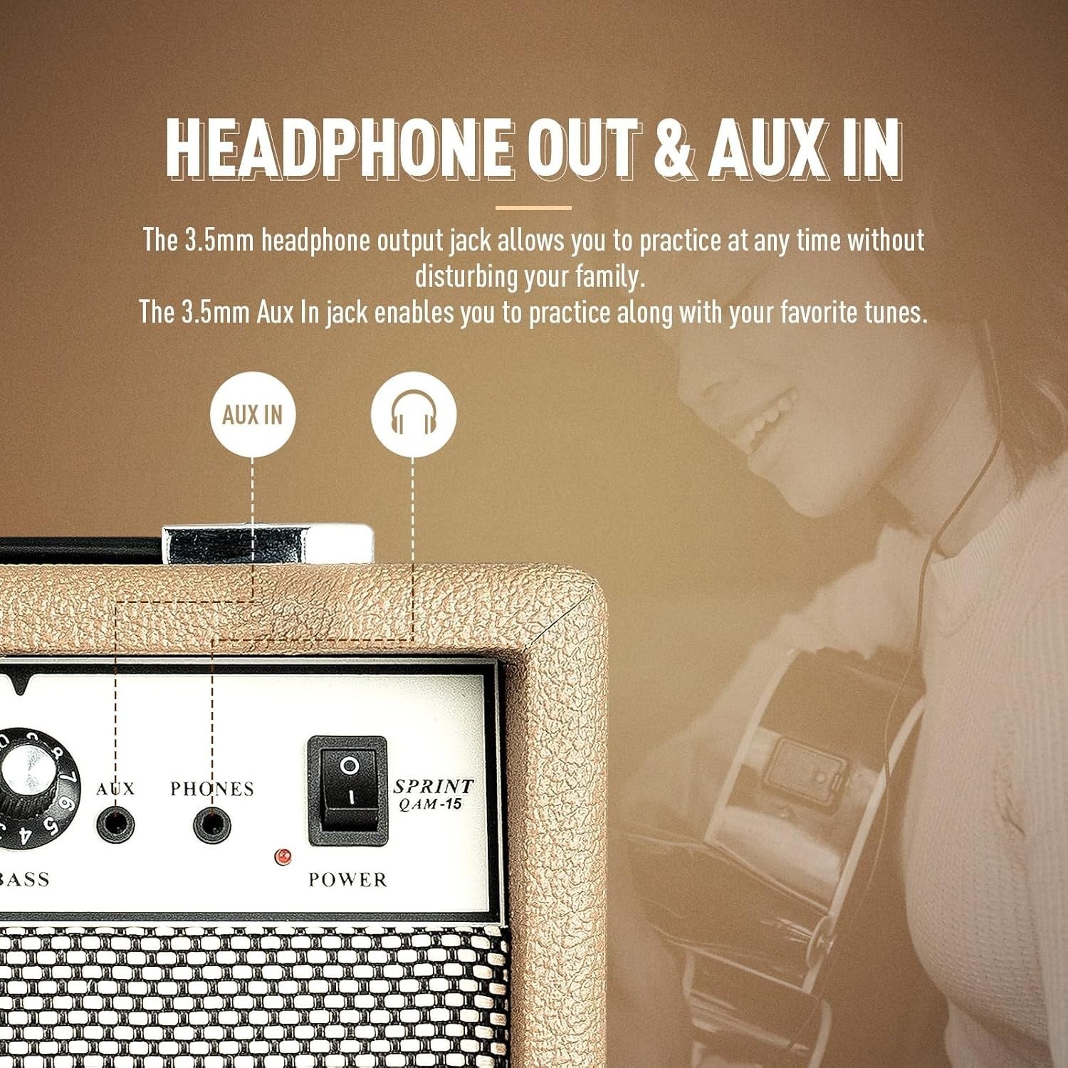 15W Electric Guitar Amp Combo Practice Amplifier AUX EQ
