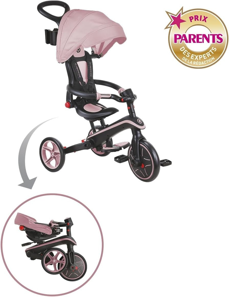 4 in 1 Foldable Trike Balance Bike Kids Ride On Canopy Pink 1-5Y