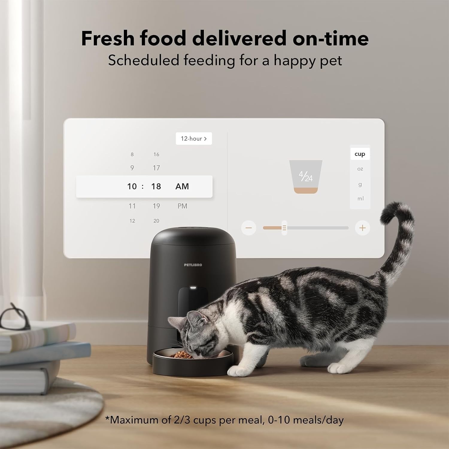 Automatic Cat Feeder WiFi App Control Rechargeable Timer Food Dispenser