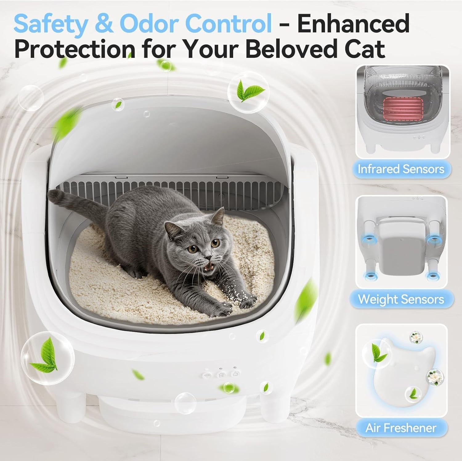 90L Smart Cat Litter Robot App Control Auto Cleaning Multi Cat Tray