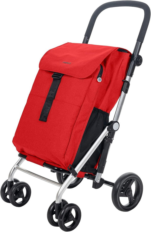 Foldable 64L Shopping Trolley with Thermal Bag 32kg Wheels Red
