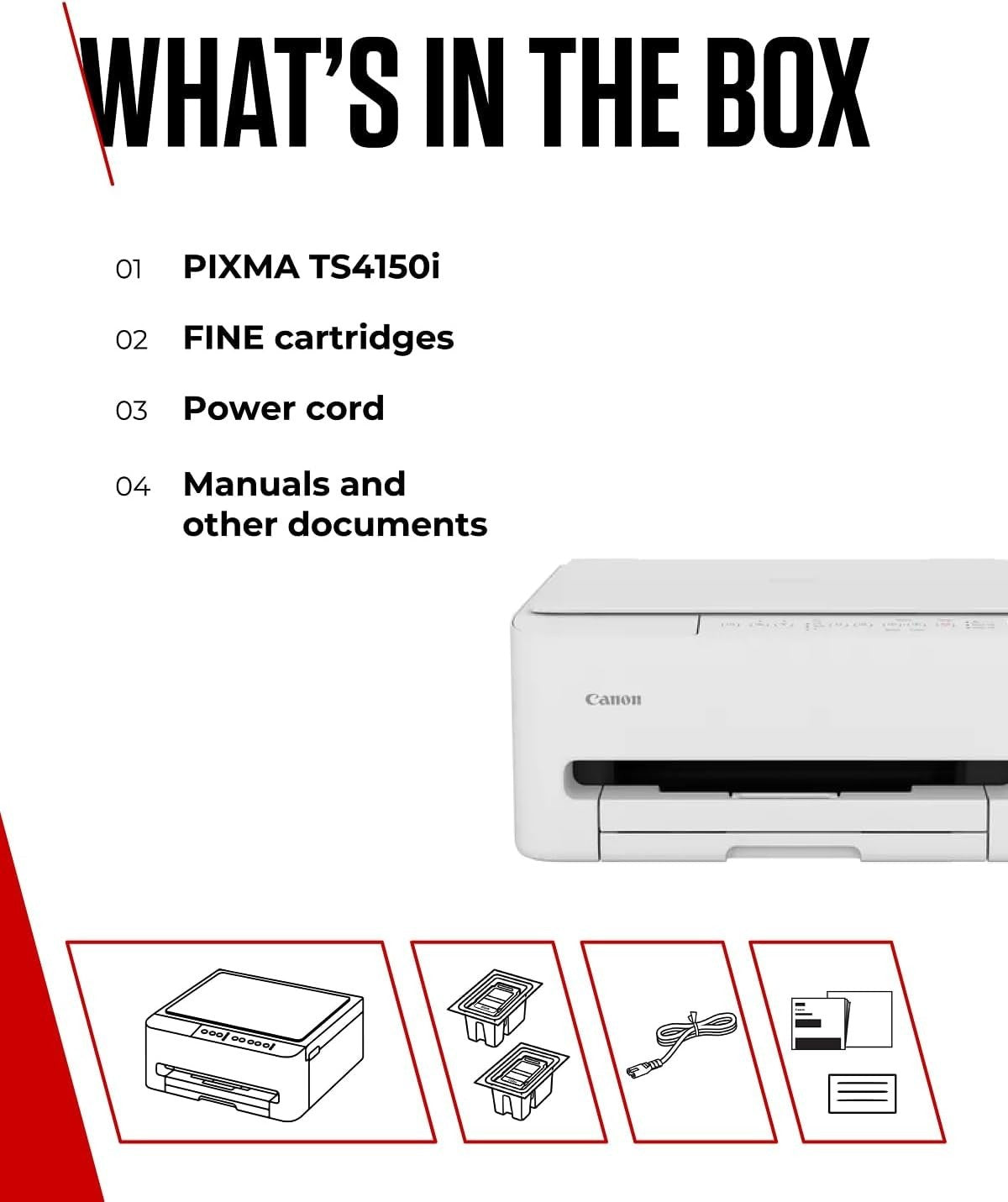 White TS4150I Wireless Colour Inkjet Printer All-in-One Auto Duplex A4