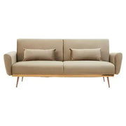Mink Velvet Sofa Bed 3-Seater with Rose Gold Legs – Modern Recliner Lounge