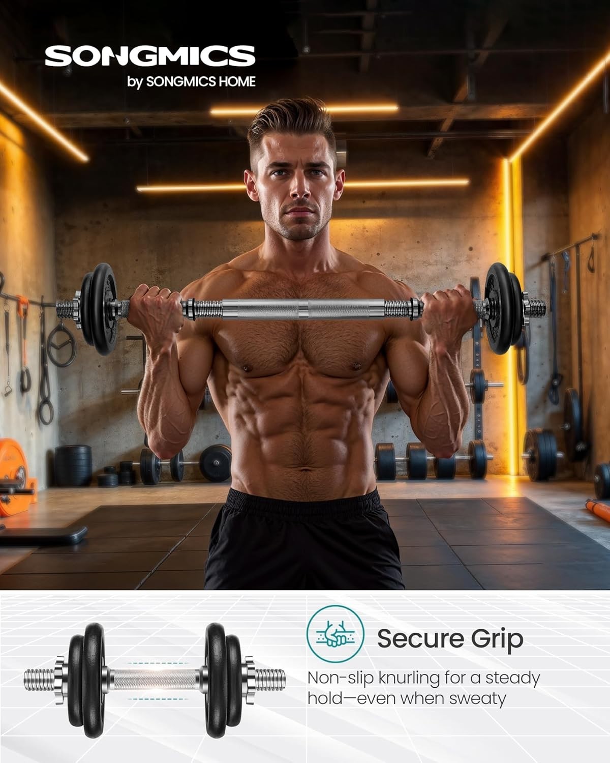 20kg Adjustable Cast Iron Dumbbells Barbell Spinlock Home Gym Set