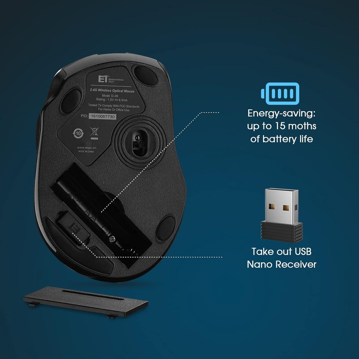 Wireless 2.4G Optical Mouse 2400 DPI 6 Buttons USB for PC Laptop