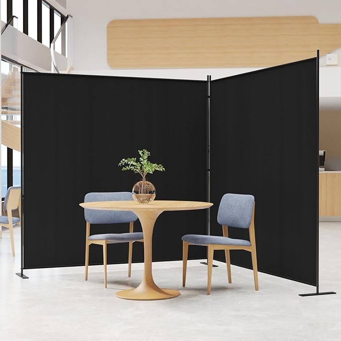 2-Panel Folding Room Divider 6FT Black Privacy Screen Partition Wall Office