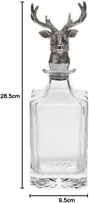 Stag Head Whisky Decanter 750ml Glass with Airtight Stopper Gift Set