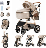 Compact 3in1 Baby Travel System Pram Pushchair Car Seat 0–4Y