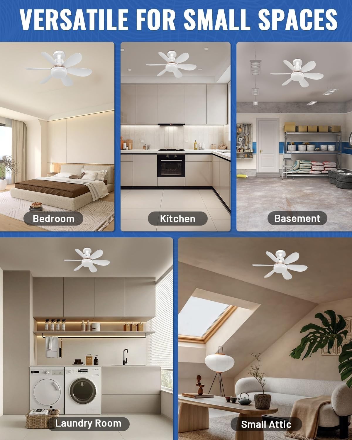 Socket Ceiling Fan Light, Dimmable LED, 3 Colors, 1700LM with Remote Control