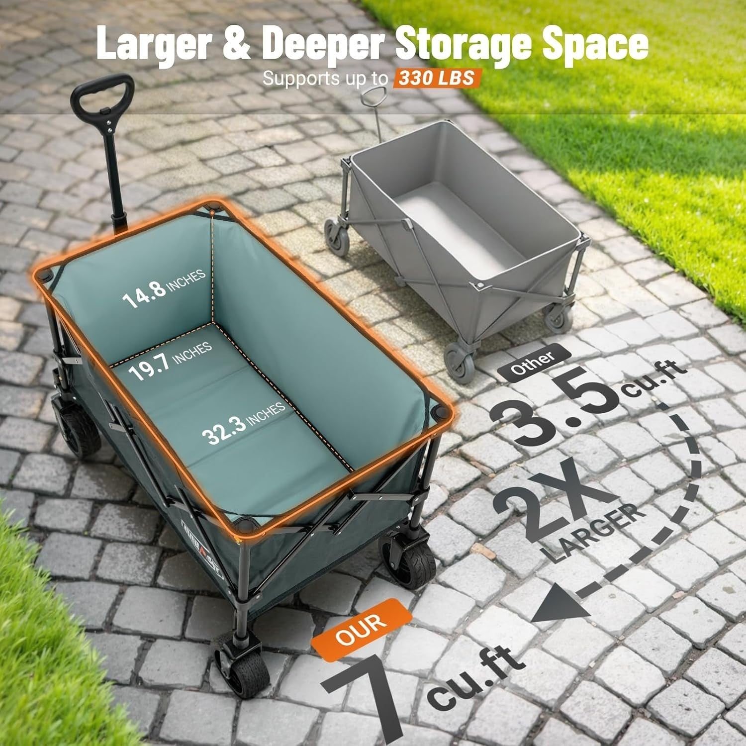 Grey Heavy Duty Folding Camping Wagon 150kg All Terrain Festival Garden Trolley