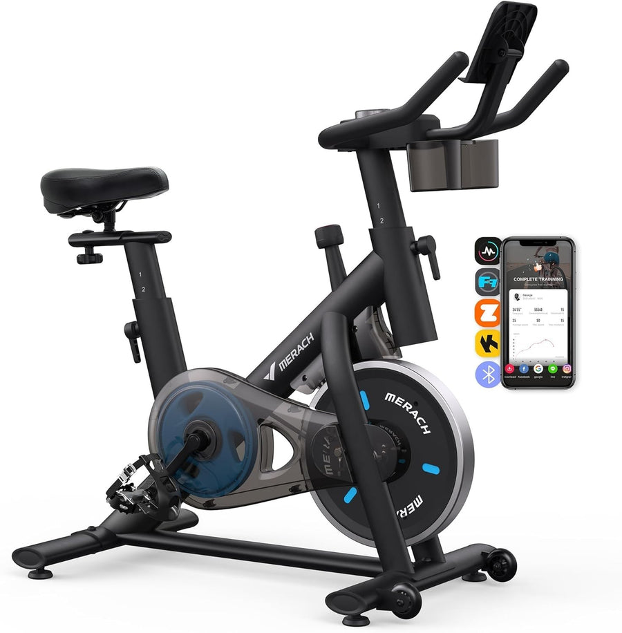 Quiet Magnetic Exercise Bike w/ LED Display, App Training, 15lb Flywheel 300lb