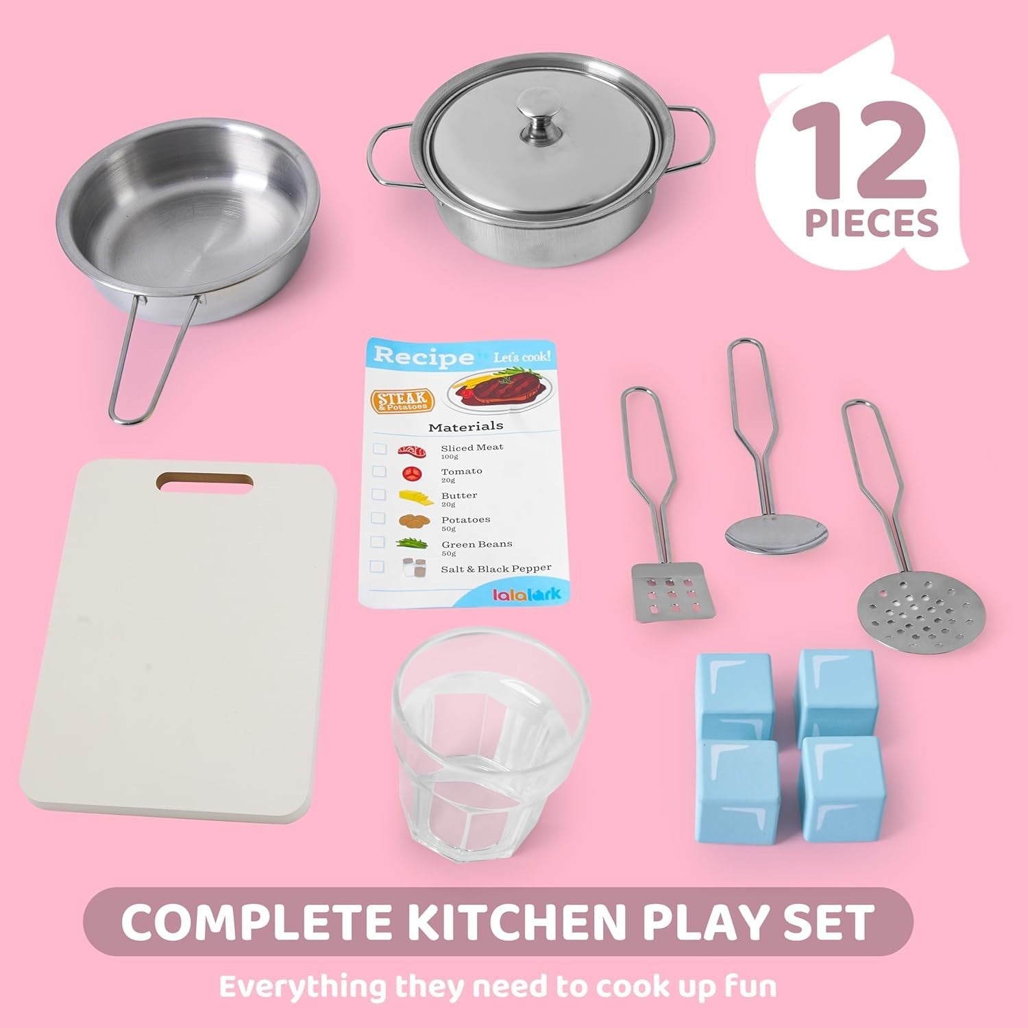 Large Wooden Kids Play Kitchen w/ Lights Sounds Ice Maker Pink