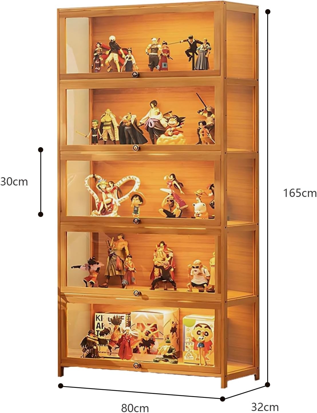 Luxury 5-Tier Acrylic Display Cabinet with Glass Door, LED-Ready Collectible She