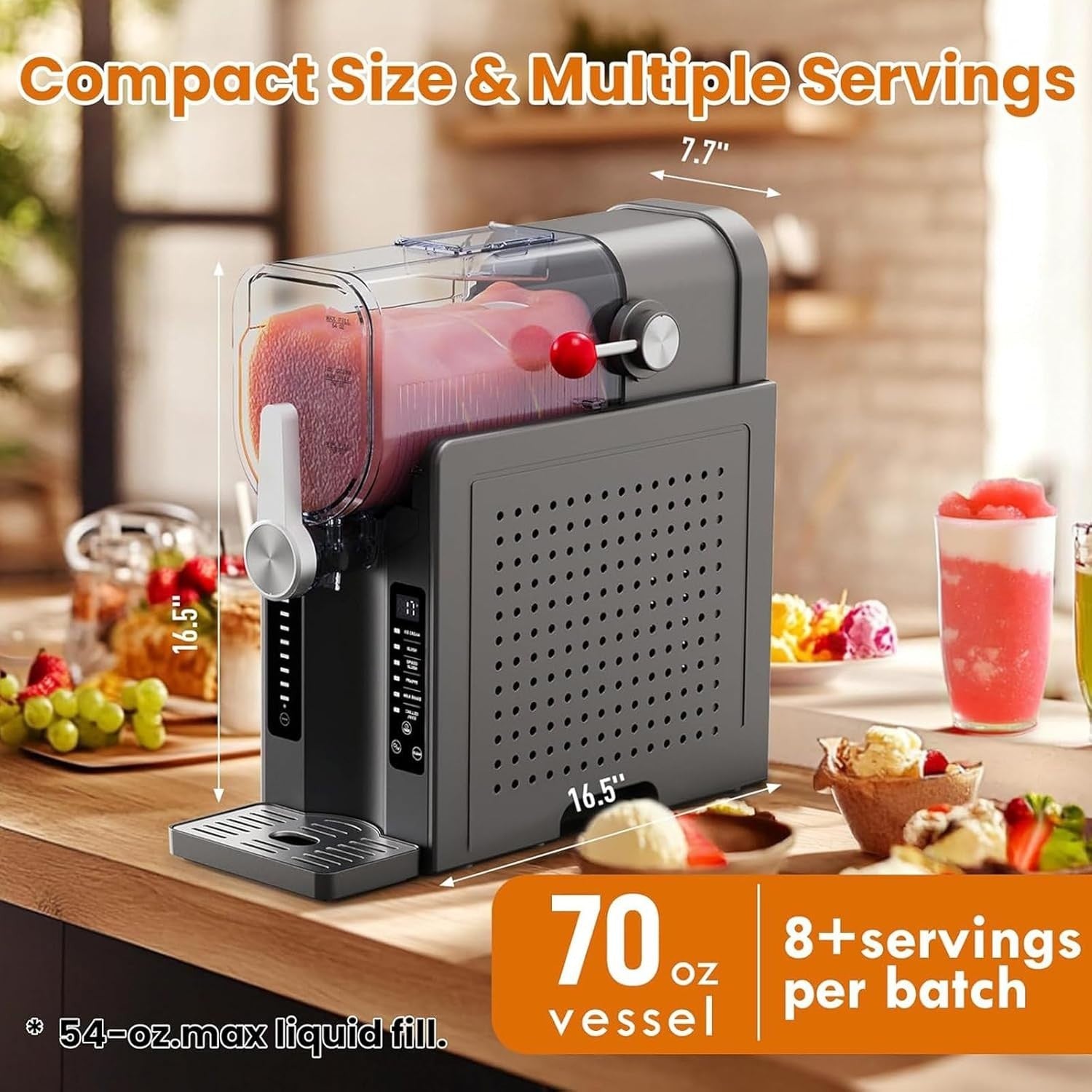 Slushie Machine No Ice Frozen Drink Maker 2.5L Auto Clean 6 Presets