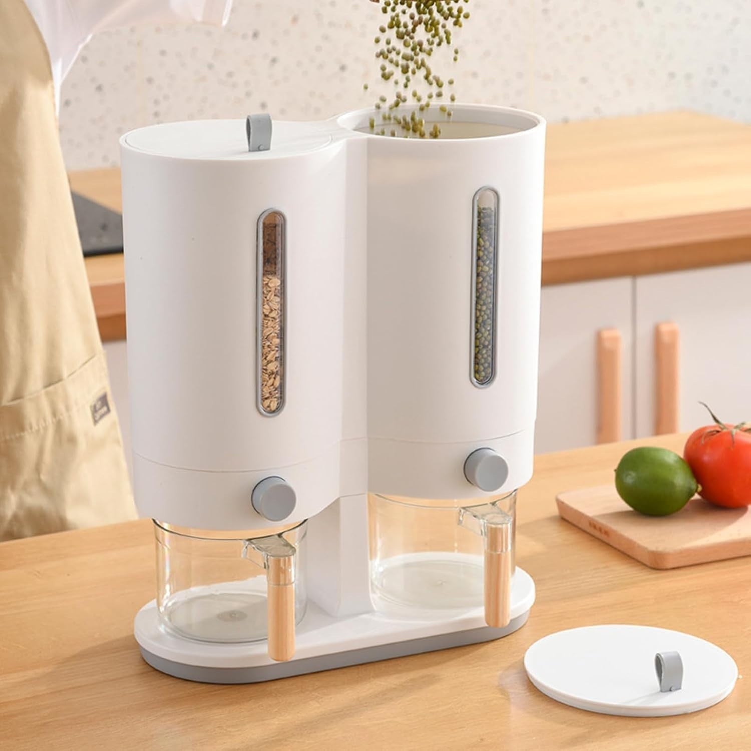 5KG Dual Rice Dispenser Airtight ABS Grain Storage