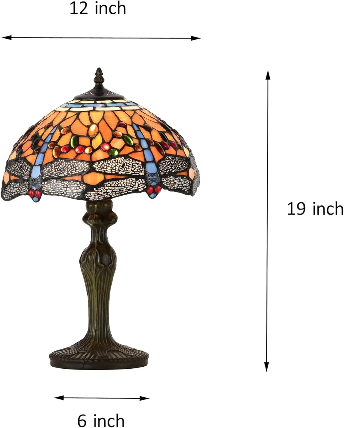 Stained Glass Tiffany Table Lamp 18” Height Handmade Vintage Light