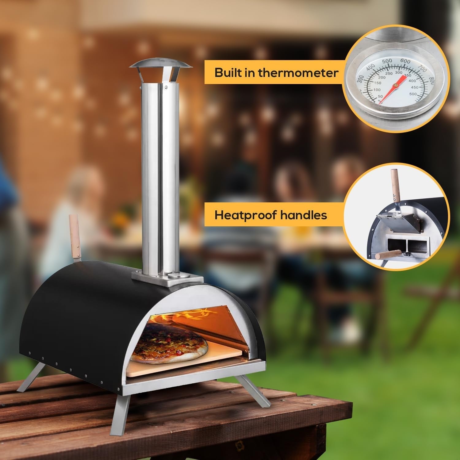 Gas & Wood Fired Outdoor Pizza Oven | Stainless Steel BBQ Pizza Maker 500°C