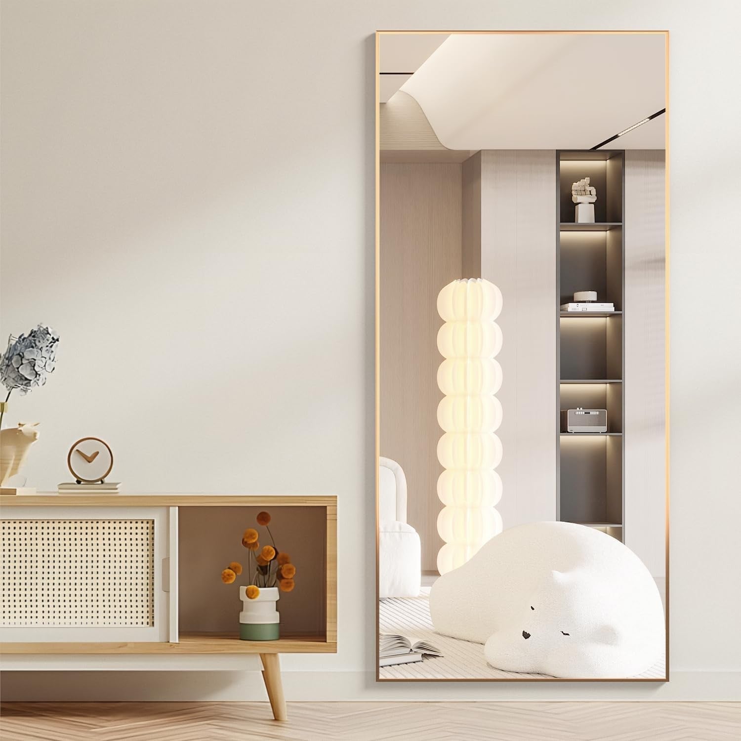 Full Length Floor Mirror 180x80cm Gold Frame, Lean or Hang, Crystal Clear