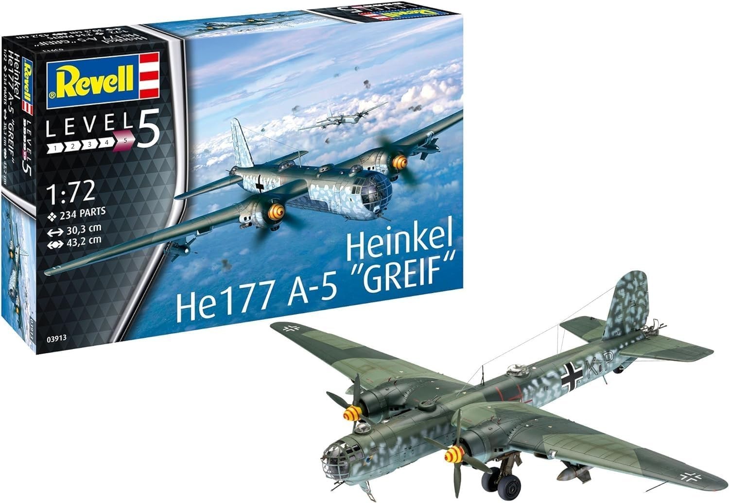 1:72 Scale He177 A-5 WWII Aircraft Model Kit | Unpainted Plastic Build Set