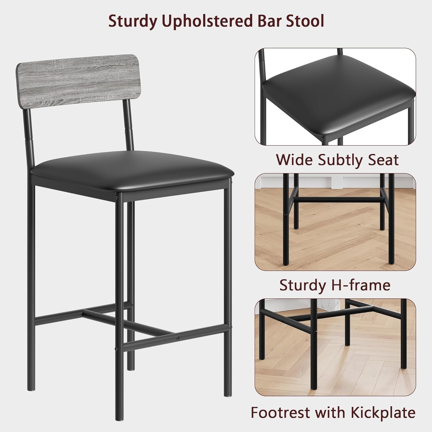 2-Seater Dining Table Set Chairs & 3-Tier Storage Shelves, Compact Grey Bistro