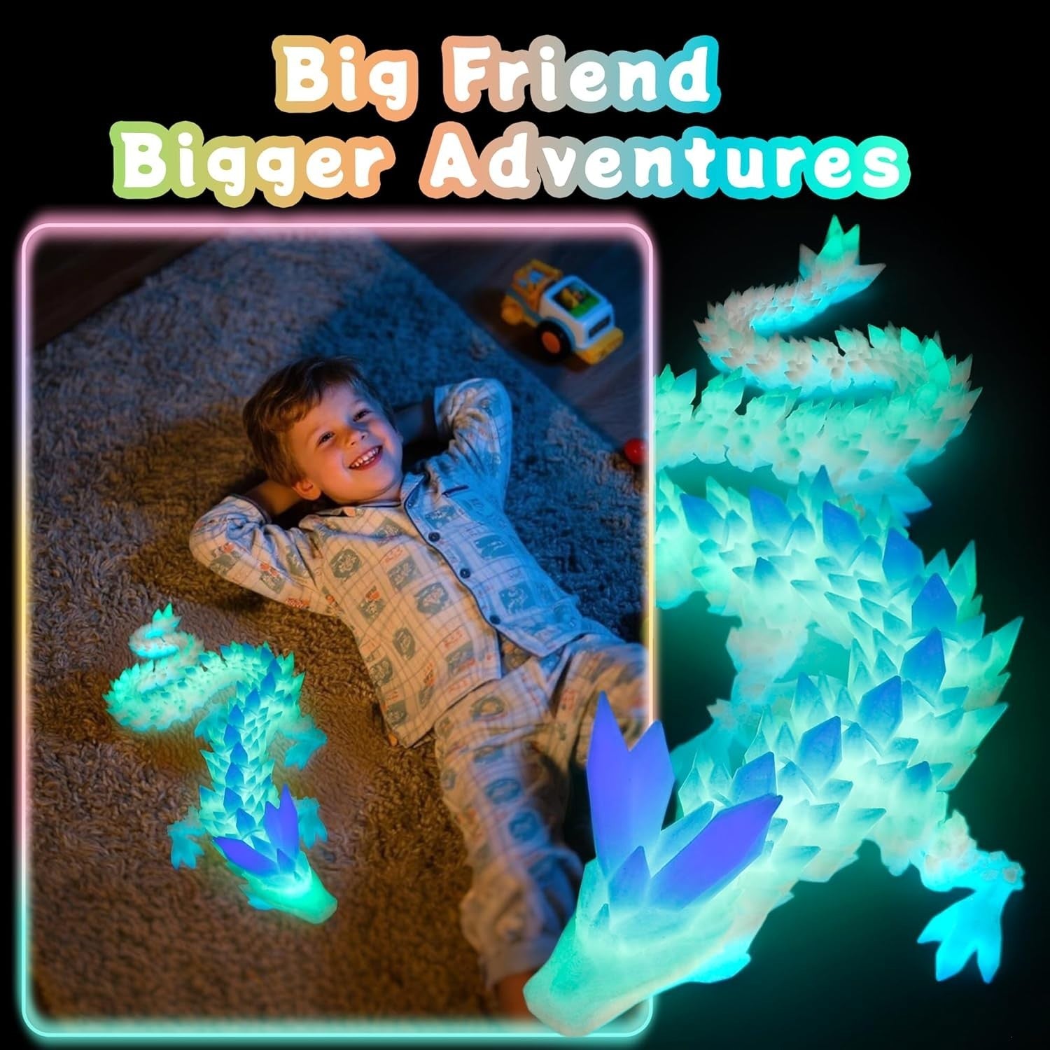24 Inch 3D Printed Dragon Glow Rainbow Articulated Fidget Toy Figure