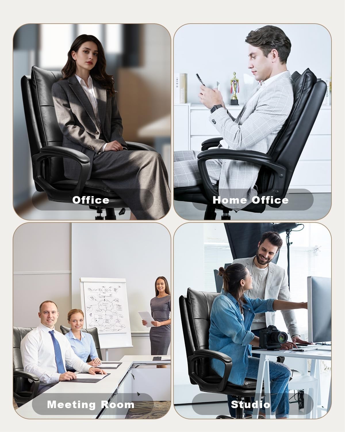 Executive Ergonomic Office Chair PU Leather Recliner Swivel Gaming Desk Seat