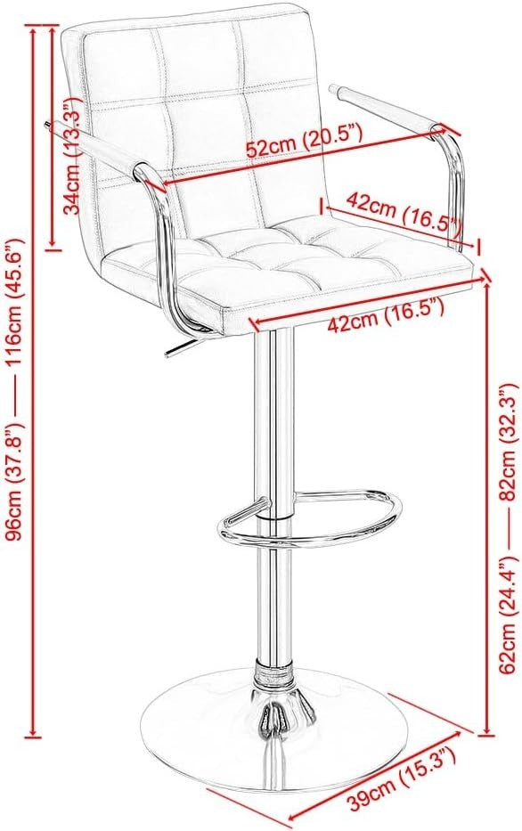 White Faux Leather Adjustable Swivel Bar Stool with Armrest