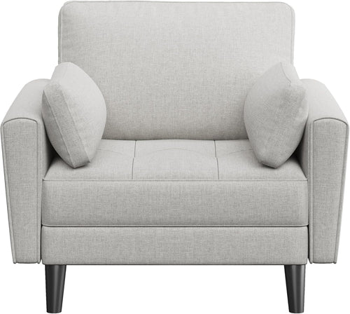 Grey Fabric Tub Chair Oversized Accent Armchair with Pillows & Storage