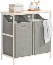 Slim Bathroom Laundry Cabinet with 2 Foldable Baskets Storage Unit Organizer