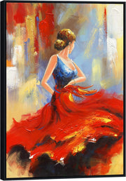 Black Framed Abstract Dancing Canvas Wall Art Ready to Hang