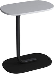 C-Shaped Side Table with Storage, Compact Wood & Metal Bedside Table, Grey