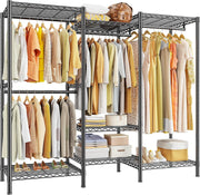 Heavy Duty Clothes Rail 380KG Adjustable Shelves Wardrobe Black