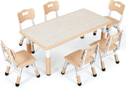 Adjustable Kids Table & 6 Chairs Set – Durable, Safe Plastic, Multi-Use Play.