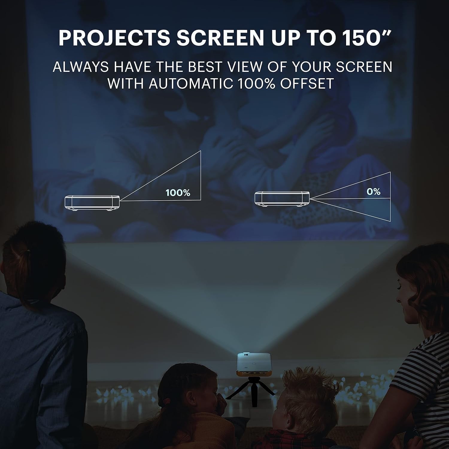 Portable Smart Projector 720P 4K WiFi Bluetooth 200 ANSI Tripod